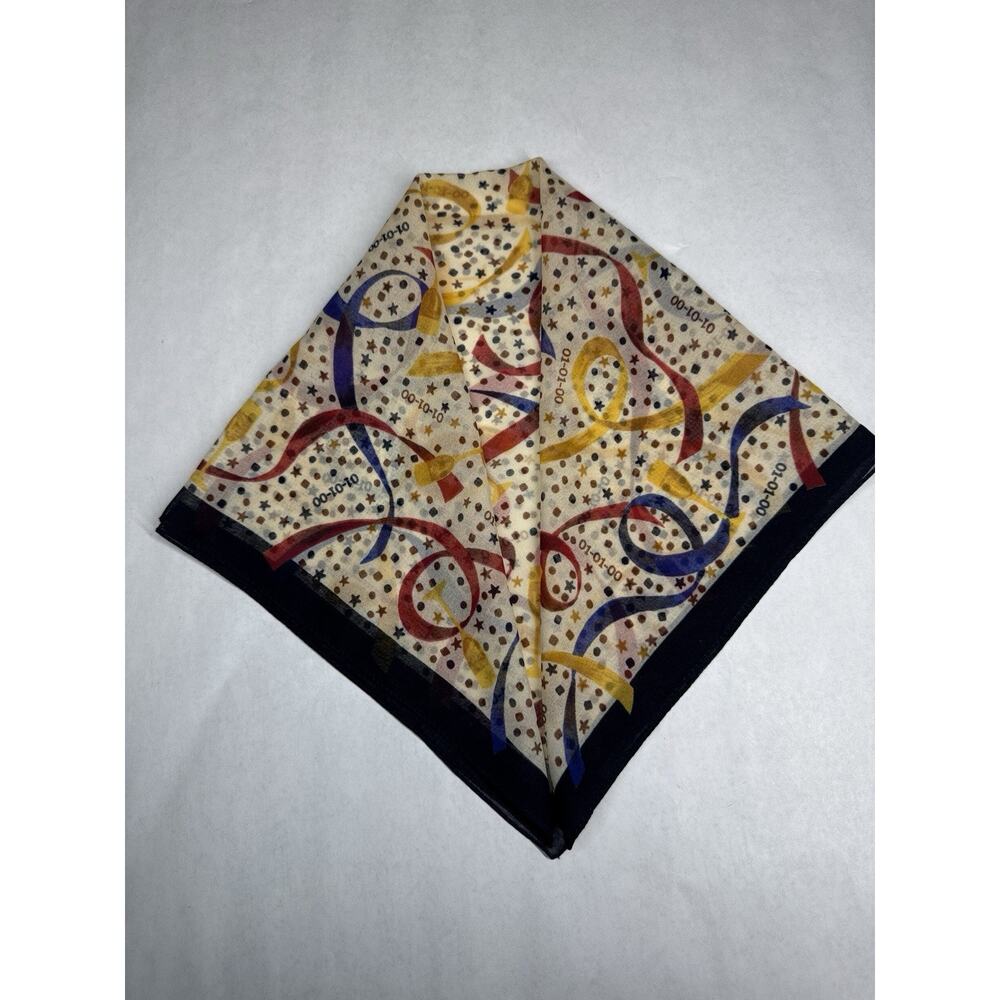 Vintage Y2K New Yearโs Eve Scarfโ 01-01-00 Streamers Champagne Italy A. Brod